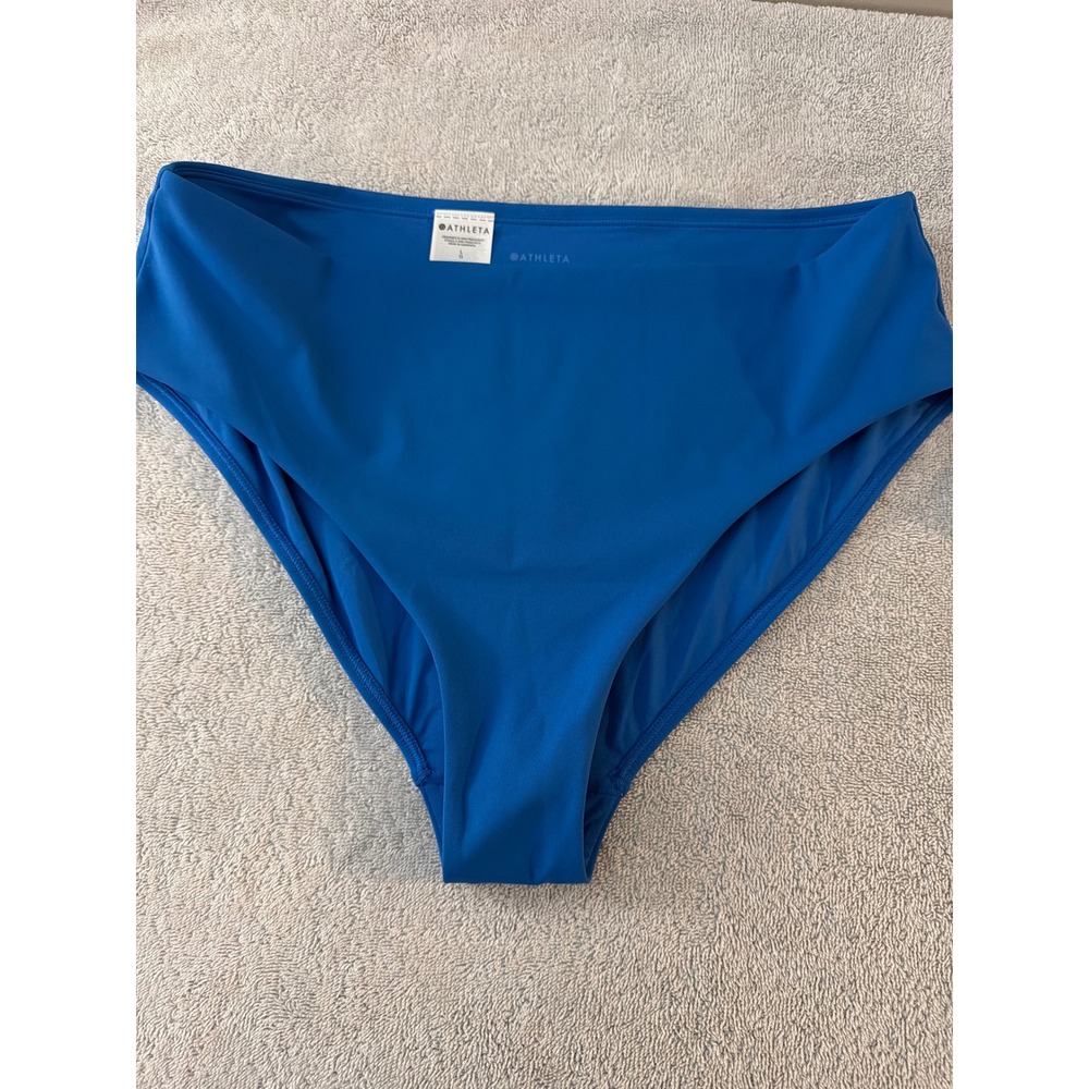 Athleta High Waist Full Swim Bottom Blue Bikini Recycled UPF 40+ Large 424409